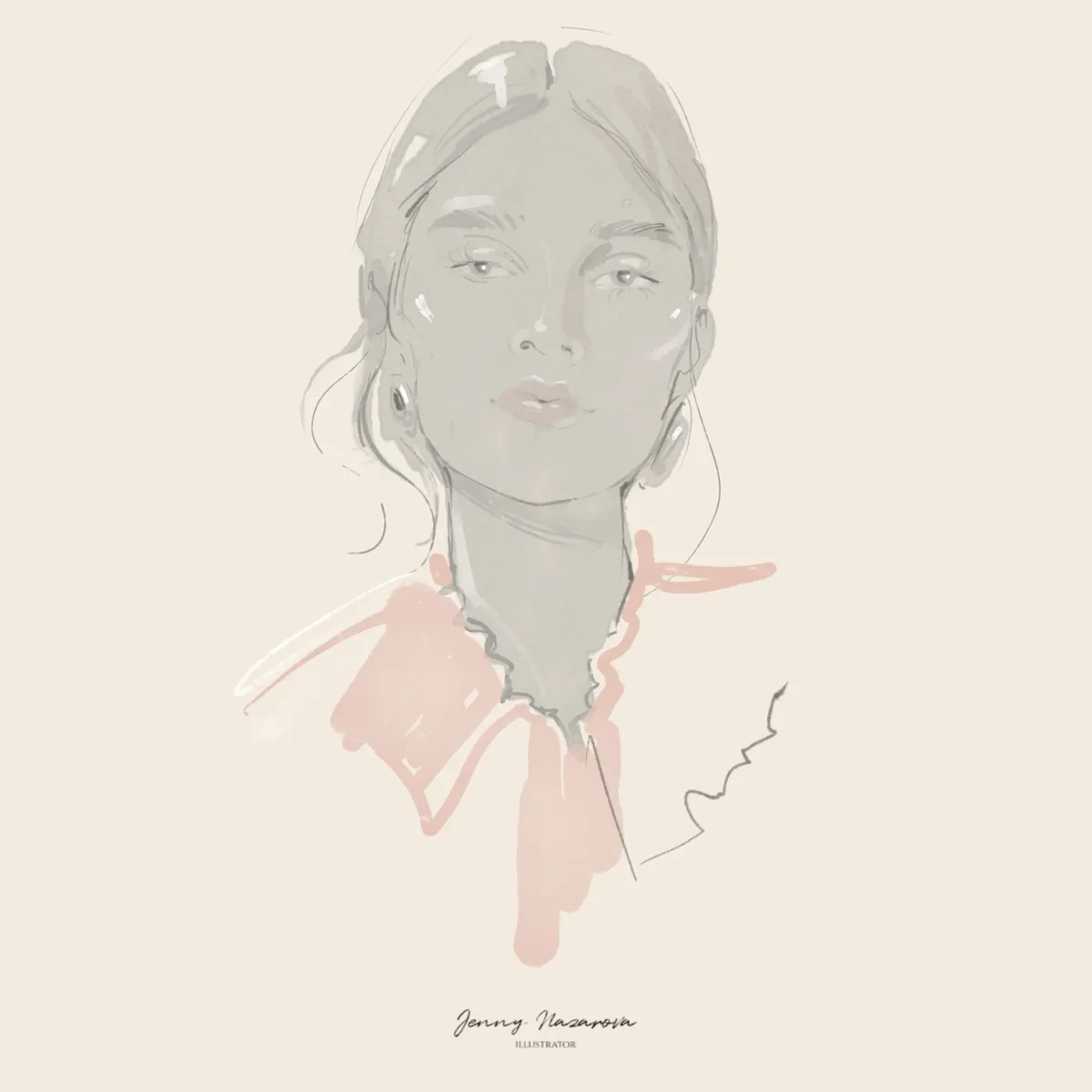 Soft portrait of a woman with a pink collar